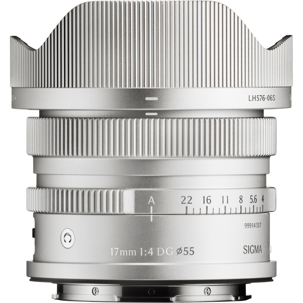 Sigma 17mm F4 DG DN Contemporary Lens gümüş, önden görünüm