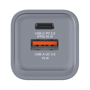 Verbatim 35W GaN Hızlı Şarj Cihazı - USB-C PD ve USB-A QC 3.0 portları