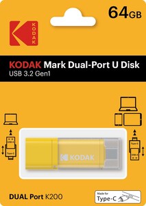 Kodak 64GB 3.2 Gen1 Type-C + USB Bellek (K200Y) - ürün görünümü