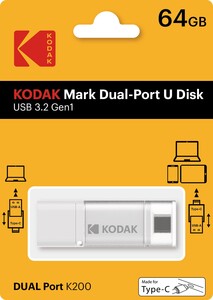 Kodak 64GB 3.2 Gen1 Type-C + USB Bellek (K200W) - ürün görünümü