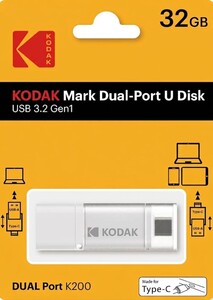Kodak 32GB 3.2 Gen1 Type-C + USB Bellek (K200W) - ürün görünümü