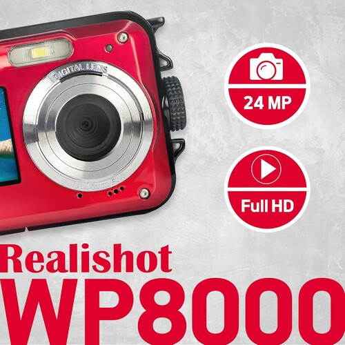 AgfaPhoto Realishot WP8000 Su Altı Fotoğraf Makinesi (Kırmızı)