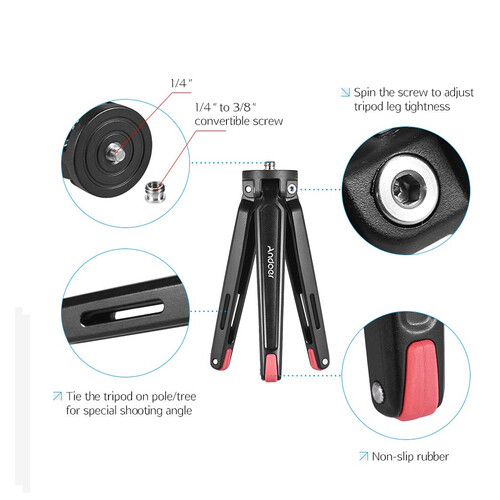 Andoer Mini Seyahat Masaüstü Tripod D5107
