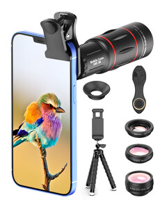 Apexel - Apexel 18X Telefoto 4'ü 1 Arada Lens Kiti (Tripodlu)