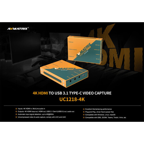 AVMatrix UC1218-4K HDMI - USB-C 3.1 Capture Kart