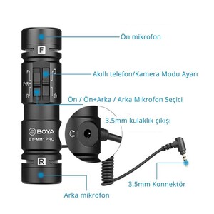 Boya BY-MM1 Pro Çift Kafalı Shotgun Mikrofon - Thumbnail