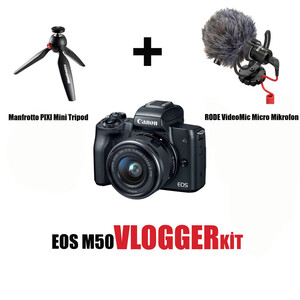 Canon - Canon EOS M50 15-45mm Aynasız Kamera Vlogger Kit