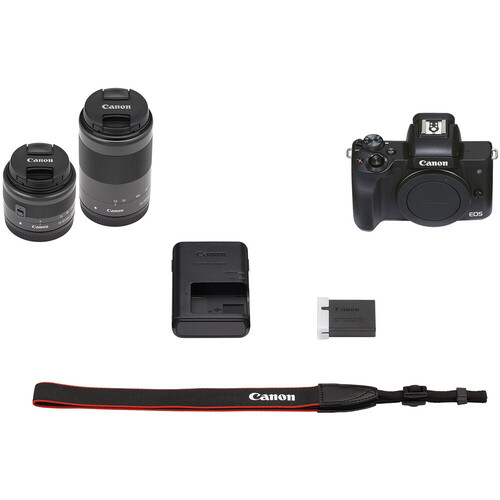 Canon EOS M50 Mark II EF-M 15-45mm 55-200mm IS STM Lens Kit Aynasız Fotoğraf Makinesi