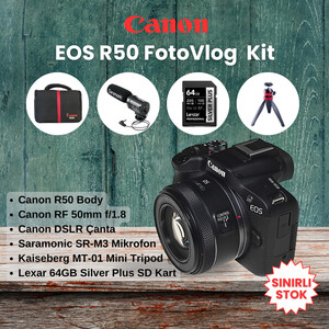 Canon - Canon EOS R50 + RF 50mm f/1.8 FotoVlog Kit 1