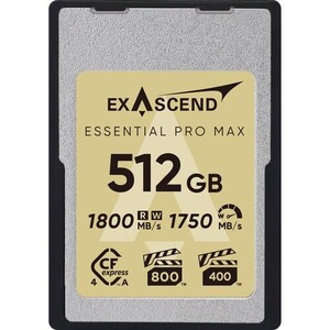 ExAscend - Exascend 512GB Essential Pro Max CFexpress 4.0 Type A Hafıza kartı / 1800 MB/S Okuma Yazma VPG800(Kopya)