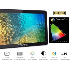 Feelworld - FEELWORLD F6 PLUS 6 inç 3D LUT Kamera Alan Monitörü 1920x1080 HD 4K HDMI (1)
