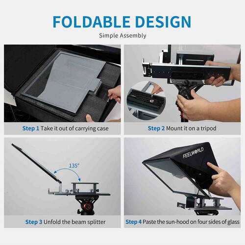 Feeworld TP16 Taşınabilir 16 İnç Katlanır Teleprompter