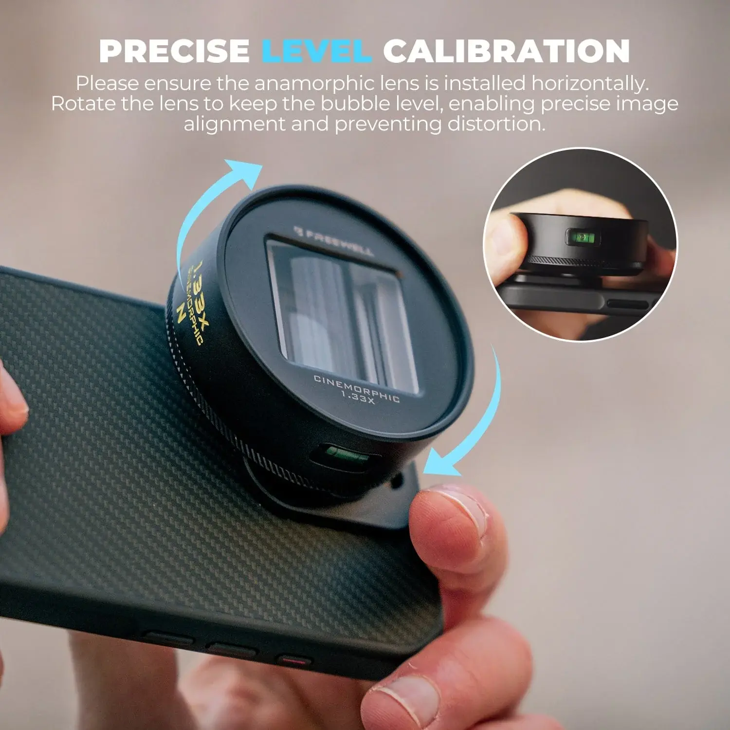 Freewell 1.33x Anamorphic Lens for Freewell Smartphone with 17mm Mount (Gold Flare) - Thumbnail