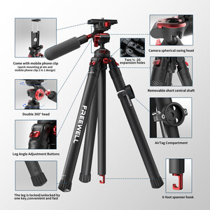 Freewell FW-T1 Carbon Fiber Real Travel Tripod - Thumbnail