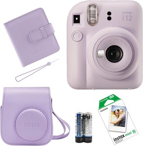 Fujifilm - Fujifilm Instax Mini 12 Fotoğraf Makinesi + Askı + Pil + 10’lu Film (Lila)