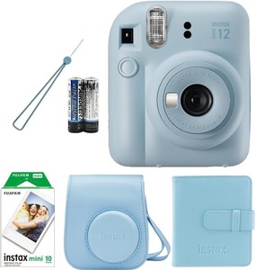 Fujifilm - Fujifilm Instax Mini 12 Fotoğraf Makinesi + Askı + Pil + 10’lu Film (Mavi)