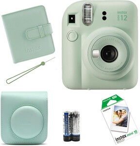 Fujifilm - Fujifilm Instax Mini 12 Fotoğraf Makinesi + Askı + Pil + 10’lu Film (Yeşil)