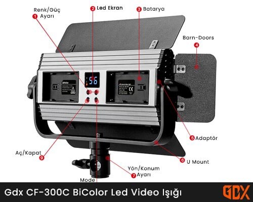 Gdx CF-300C Bi-Color Led Video Işığı