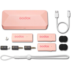 Godox MoveLink Mini Kablosuz Mikrofon Kit2 (Apple Uyumlu/Pembe) - Thumbnail