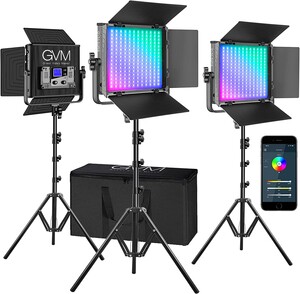 GVM - GVM 880RS Bi-Color & RGB LED Panel Video Işık 3'lü Set