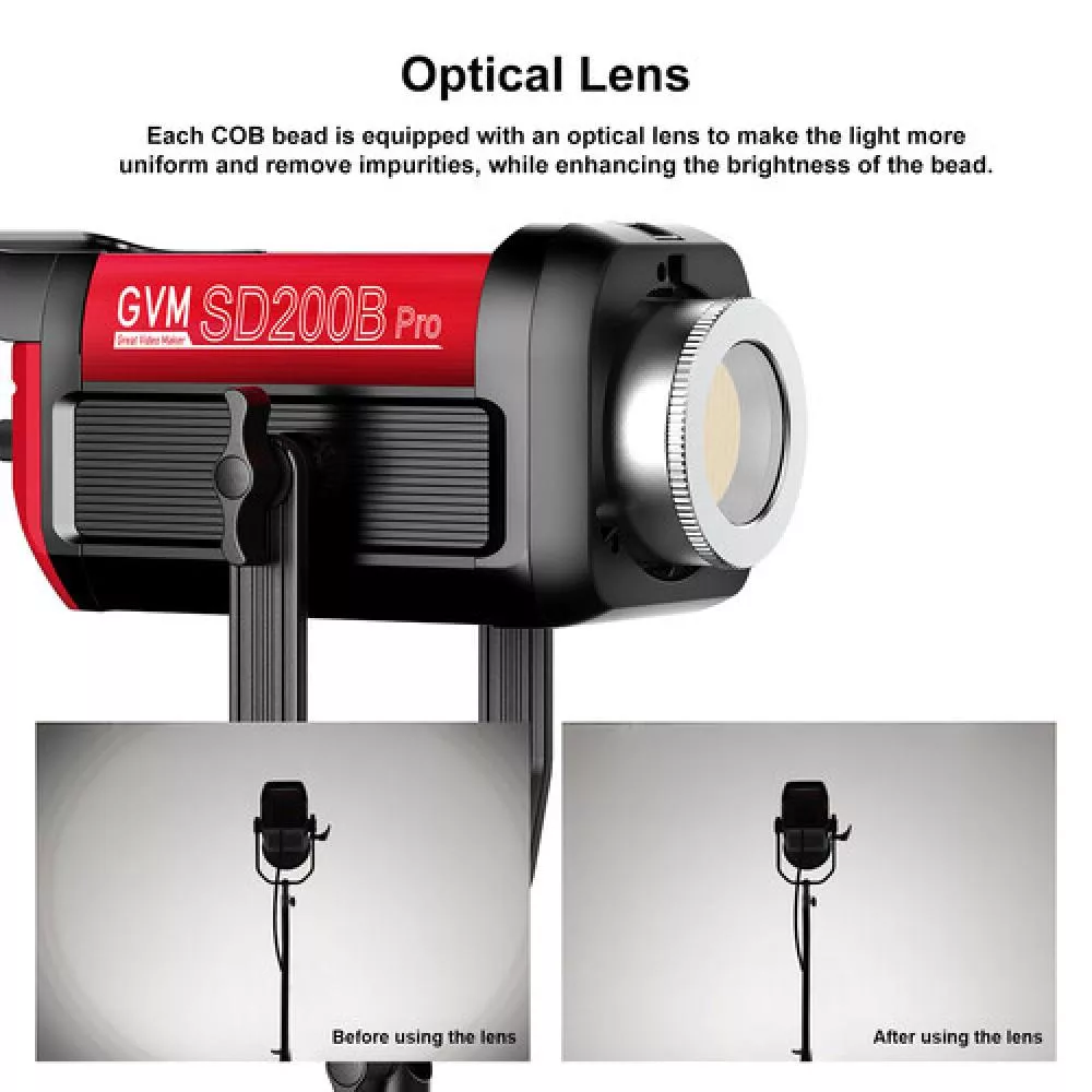 GVM Pro SD200B Bi-Color LED Video Spotlight COB Monolight with Lantern Softbox- Set 2
