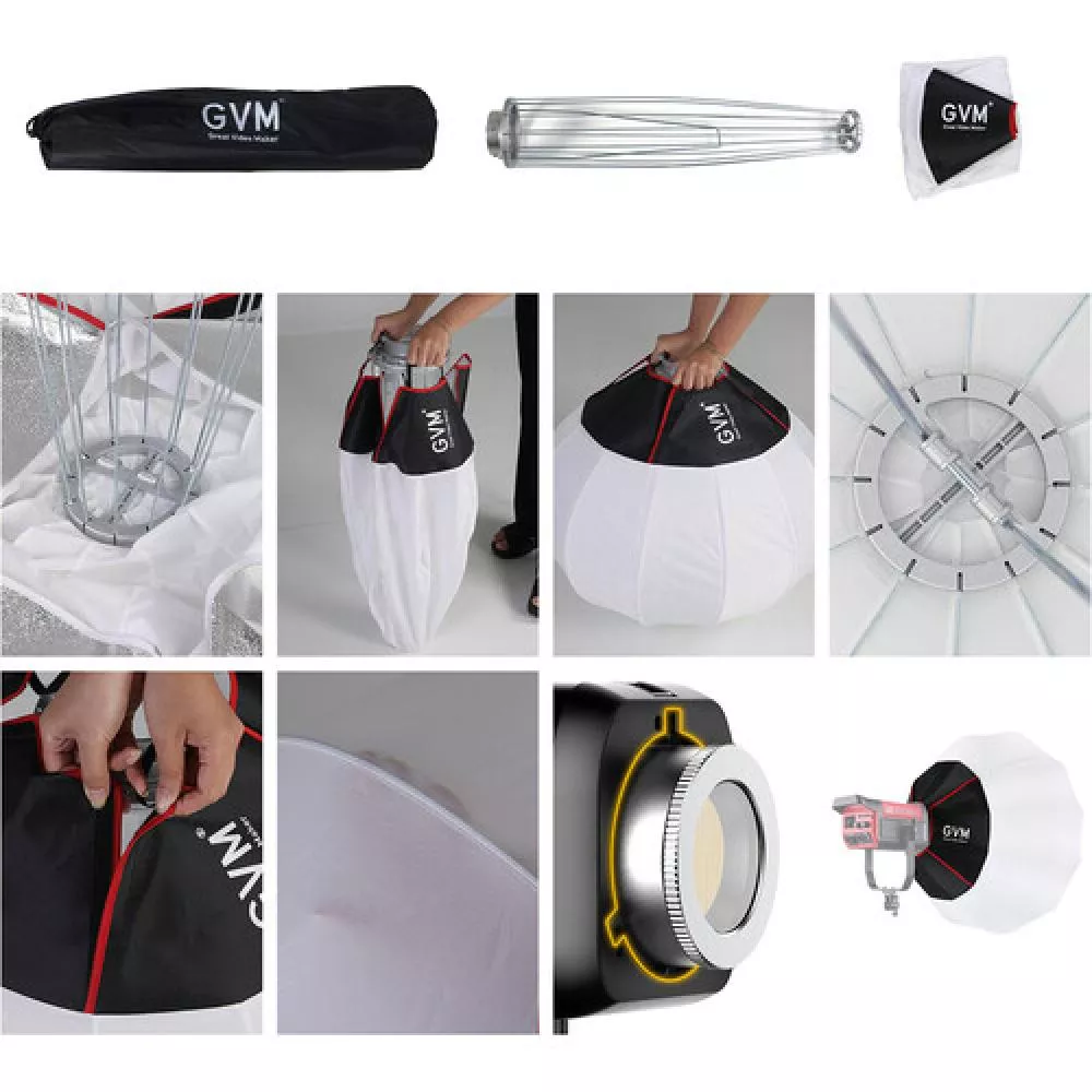 GVM Pro SD200B Bi-Color LED Video Spotlight COB Monolight with Lantern Softbox- Set 2 - Thumbnail