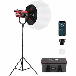 GVM - GVM Pro SD200B Bi-Color LED Video Spotlight COB Monolight with Lantern Softbox- Set 2