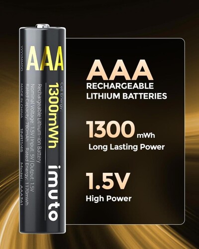 Imuto 1300 mWh AAA Lityum Şarjlı Pil Seti (8’li) + 8 Yuvalı Şarj Ünitesi