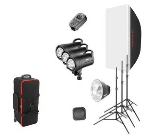 Jinbei - JINBEI DM6- 600w/DM4-400w PRO Dıgıtal LCD Ekran Kit 3 lü Paraflaş Set