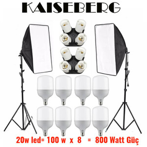 Kaiseberg - Kaiseberg Softbox Sürekli Led Işık Seti ( 8 duylu )