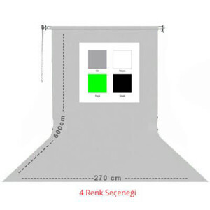 Kaiseberg - Kaiseberg Stüdyo Kumaş Fon ( 2,7 x 5,8m ) Boru Makara Zincir Sistemi-Greenbox ( Yeşil )