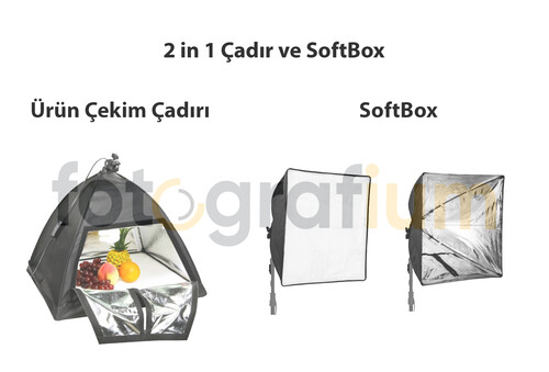 Kaiseberg Sürekli LED 2 in 1 Softbox ve Ürün Çekim Çadırı 75x75cm