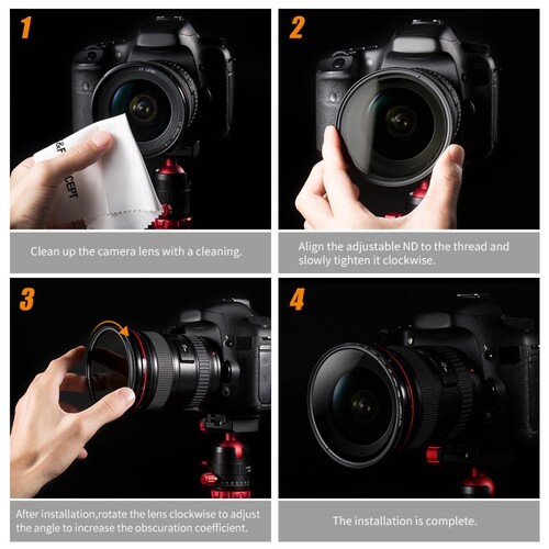 K&F Concept 55mm B-SERIES ND2-ND400 (1 ile 9 Stop) ND Filtre