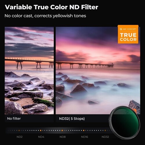 K&F Concept 58mm NANO-X ND2-32 (1-5 Stop) True Color Ultra Değişken Filtre