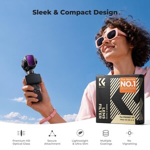 K&F Concept DJI Osmo Pocket 4P İçin 16 Parça Filtre Seti (Black Mist 1/4 + Black Mist 1/8 + UV + Işık Kirliliği Azaltma + CPL) - Thumbnail
