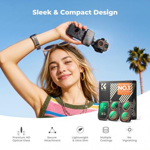 K&F Concept DJI Osmo Pocket 4P İçin 3 Parça Filtre Seti (CPL + Black Mist 1/4 + ND2-32) (Metal)