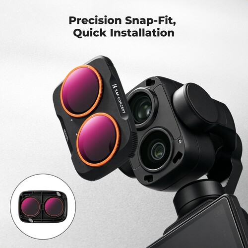 K&F Concept DJI Osmo Pocket 4P İçin 4 Parça ND/PL Filtre Seti (ND8/PL, ND16/PL, ND32/PL, ND64/PL) (Plastik)