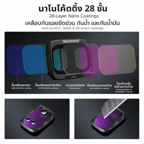 K&F Concept DJI Osmo Pocket 4P İçin 7 Parça ND Filtre Seti (ND8, ND16, ND32, ND64, ND128, ND256, ND1000)