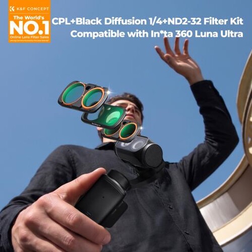 K&F Concept Insta360 Luna Ultra İçin 3 Parça Filtre Seti (CPL + Black Mist 1/4 + ND2-32)