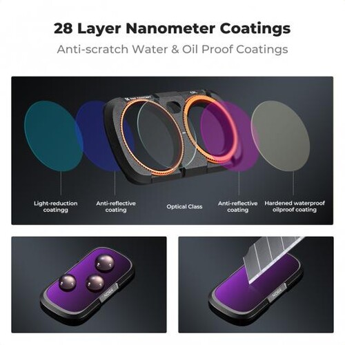 K&F Concept Insta360 Luna Ultra İçin 4 Parça Filtre Seti (CPL + ND16 + ND64 + ND256)