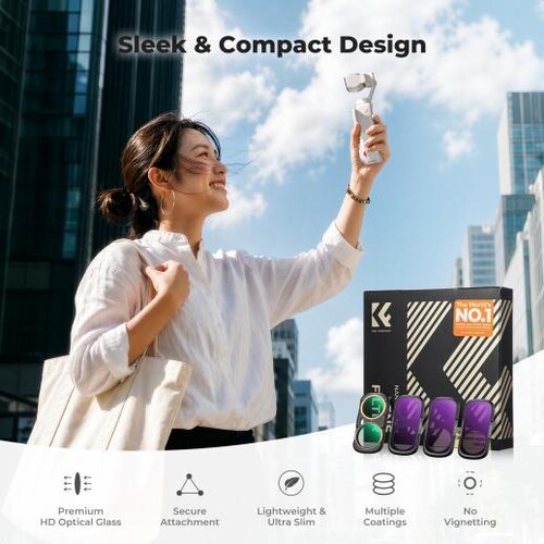 K&F Concept Insta360 Luna Ultra İçin 4 Parça Filtre Seti (CPL + ND16 + ND64 + ND256)