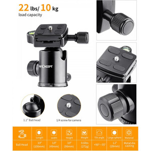 K&F Concept SA284C1 Ball Head Tripod/Monopod Kit (KF09.095) - Thumbnail