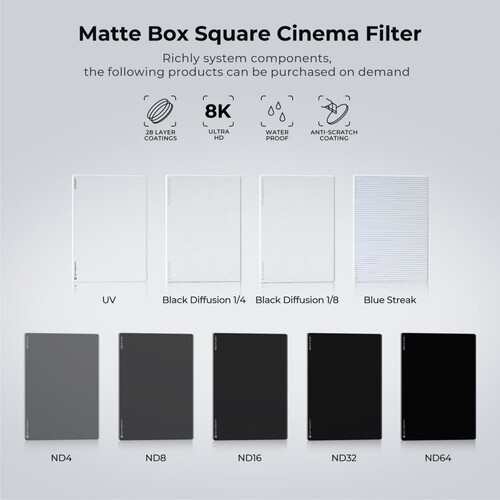 K&F NANO-X Black Mist 1/4 4x5.65 Filtre Tilta ve SmallRig ve Diğer Matbox ile Uyumlu 4mm HD Optik Cam