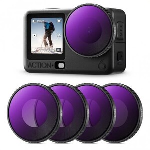K&F - K&F NANO-X ND8 ND16 ND32 ND64 4'lü Filtre Kiti DJI Osmo Action 6 ile uyumlu Çok Katmanlı Kaplamalı Işık Azaltma Pozlama Kontrolü Optik Cam Filtreler