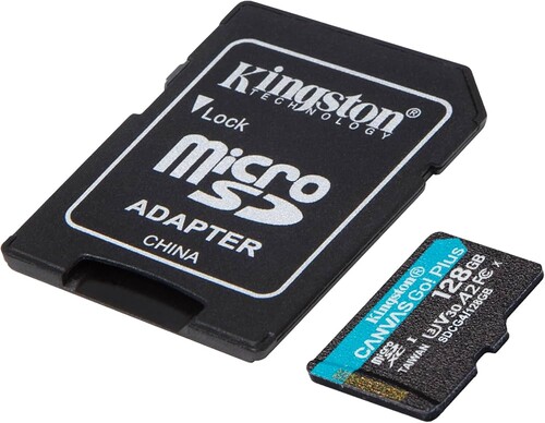 Kingston 128GB microSDXC Canvas Go! Plus Gen4 200MB/s A2 U3 V30 + Adaptör