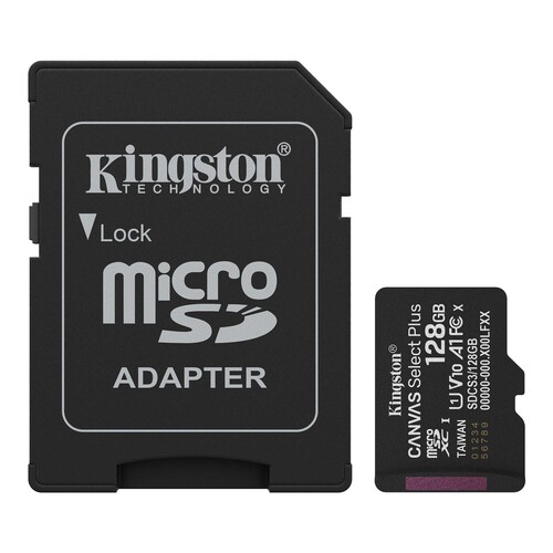 Kingston 128GB microSDXC Canvas Select Plus Gen3 150MB/s A1 + Adaptör