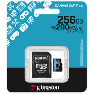 Kingston - Kingston 256GB microSDXC Canvas Go! Plus Gen4 200MB/s A2 U3 V30 + Adaptör