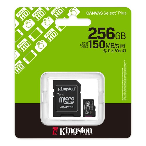 Kingston 256GB microSDXC Canvas Select Plus Gen3 150MB/s A1 + Adaptör