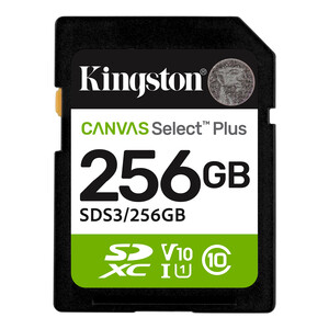 Kingston 256GB SDXC Canvas Select Plus Gen3 150MB/s C10 UHS-I U1 V10 - Thumbnail