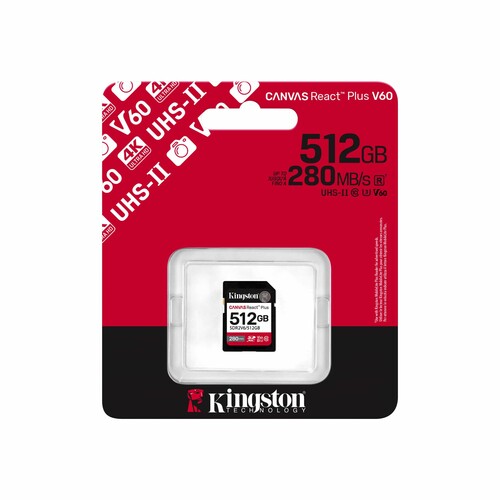 Kingston 512GB Canvas React Plus SDXC UHS-II 280R/150W U3 V60